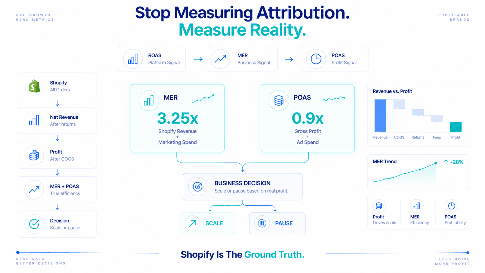 Stop measuring attribution, measure reality: MER and POAS from Shopify
